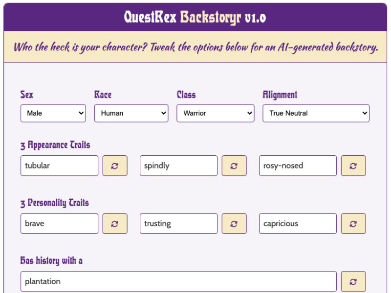 QuestRex Backstoryr Screenshot